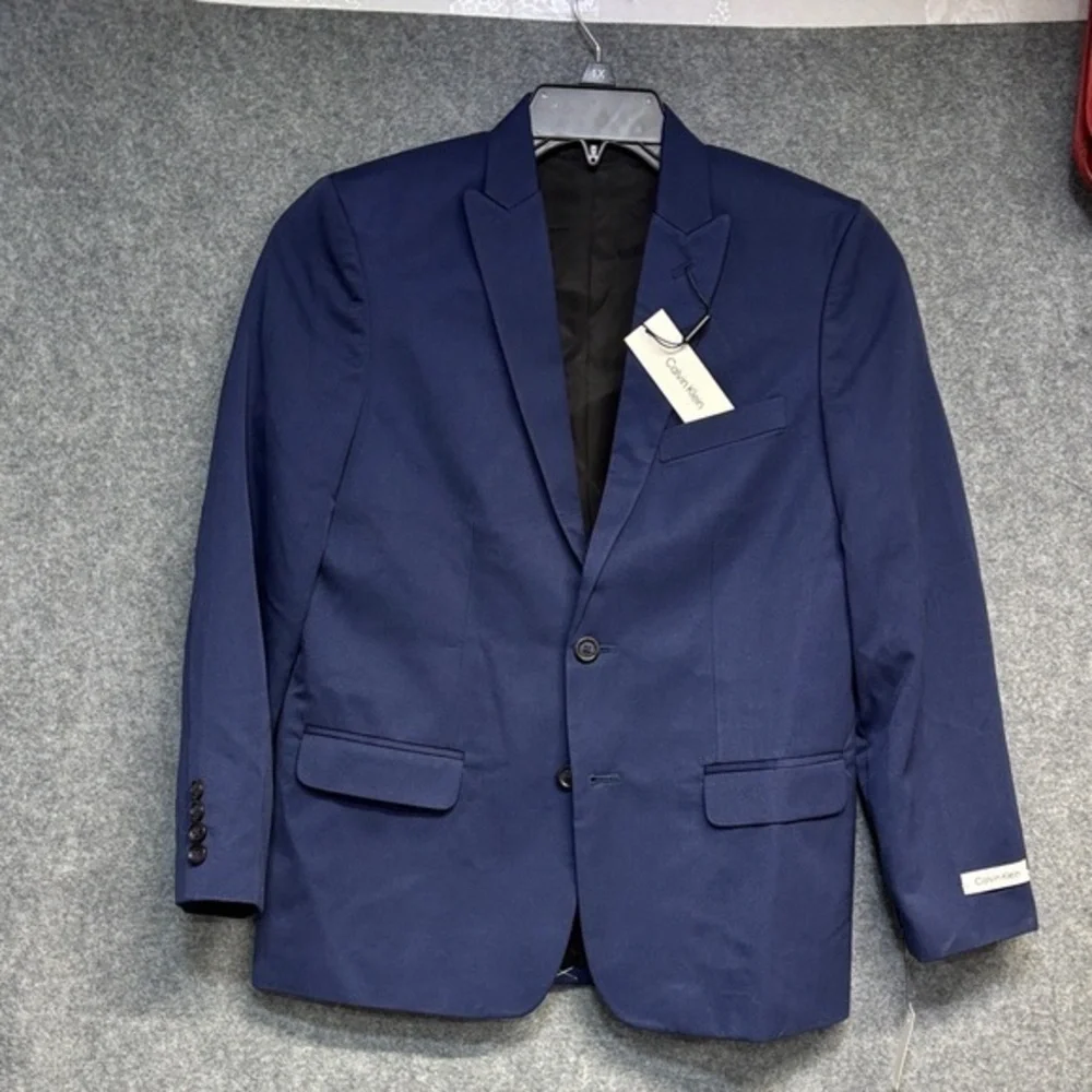 Calvin Klein brilliant blue lined blazer suit coat nwt 14 husky